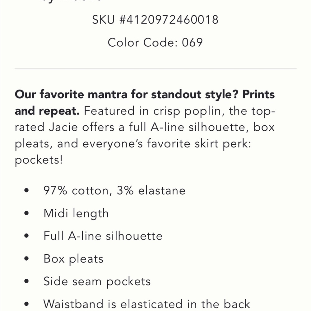 The Jacie Poplin Printed Midi Skirt by Maeve only wore once - Picture 4 of 8